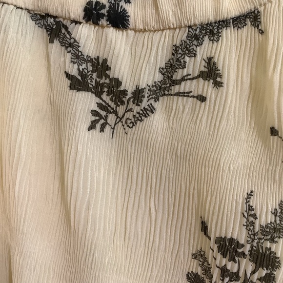 Ganni Butter Yellow & Black Floral Pleated Georgette Maxi Skirt Size 4 - Picture 7 of 9